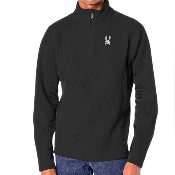 SPYDER Outbound Black 1/4 Zip Fleece Lined Pullover Men's Size L - Picture 1 of 16
